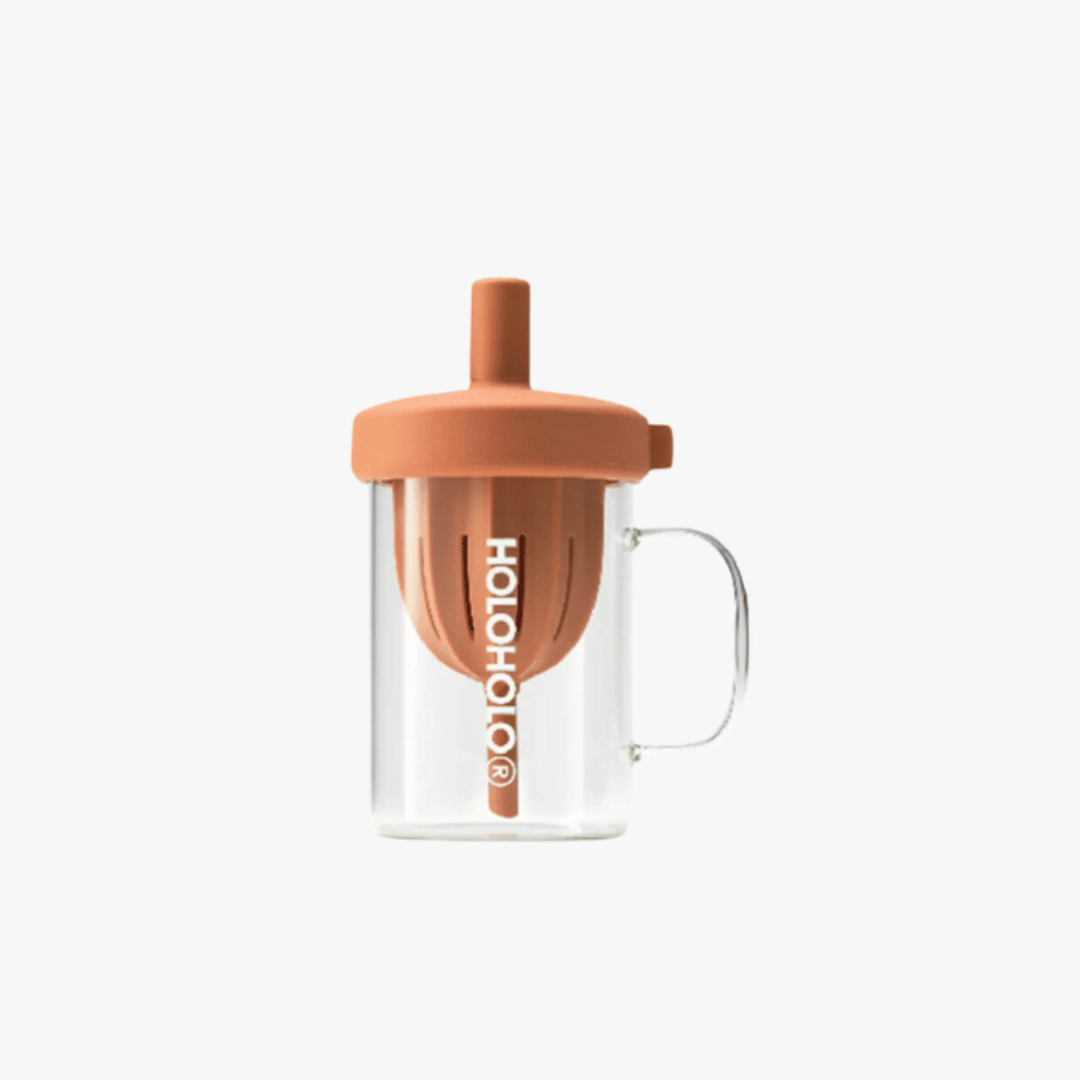 Brown Nut Tea Brew 20oz - Nut Tea Brew Cup with ergonomic flat-cut straw, designed for comfortable sipping and easy cleaning