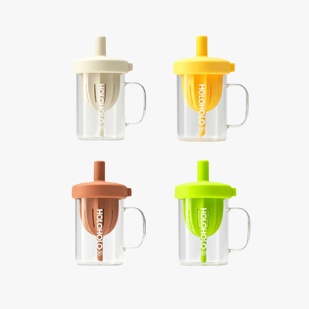 Nut Tea Brew Cup featuring a nut-shaped tea compartment, 2mm ultra-fine filtration, and high borosilicate glass for heat-resistant, shatter-proof brewing, with an ergonomic flat-cut straw and detachable design for easy cleaning and portability.