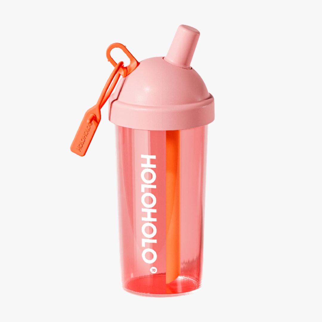 Pink Bubble Tea Cup 24oz - 720ml Bubble Tea Cup featuring a leak-proof stowable straw cap and detachable straps for convenient on-the-go use