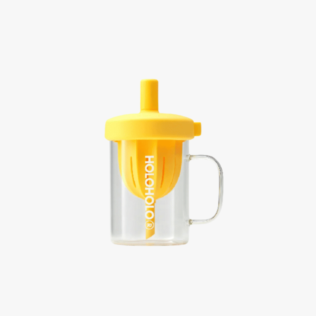 Yellow Nut Tea Brew 20oz - Detachable Nut Tea Brew Cup, highlighting its anti-loss cap brim and extra-large handle for portability and convenience